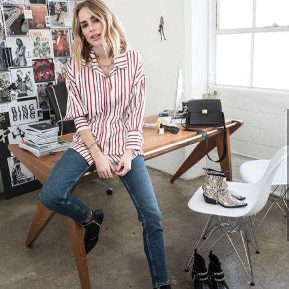 Anine Bing Mia silk blouse multi stripe NWT - Picture 4 of 6